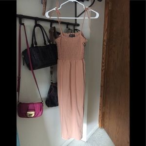 Topshop shirred Bardot midi dress